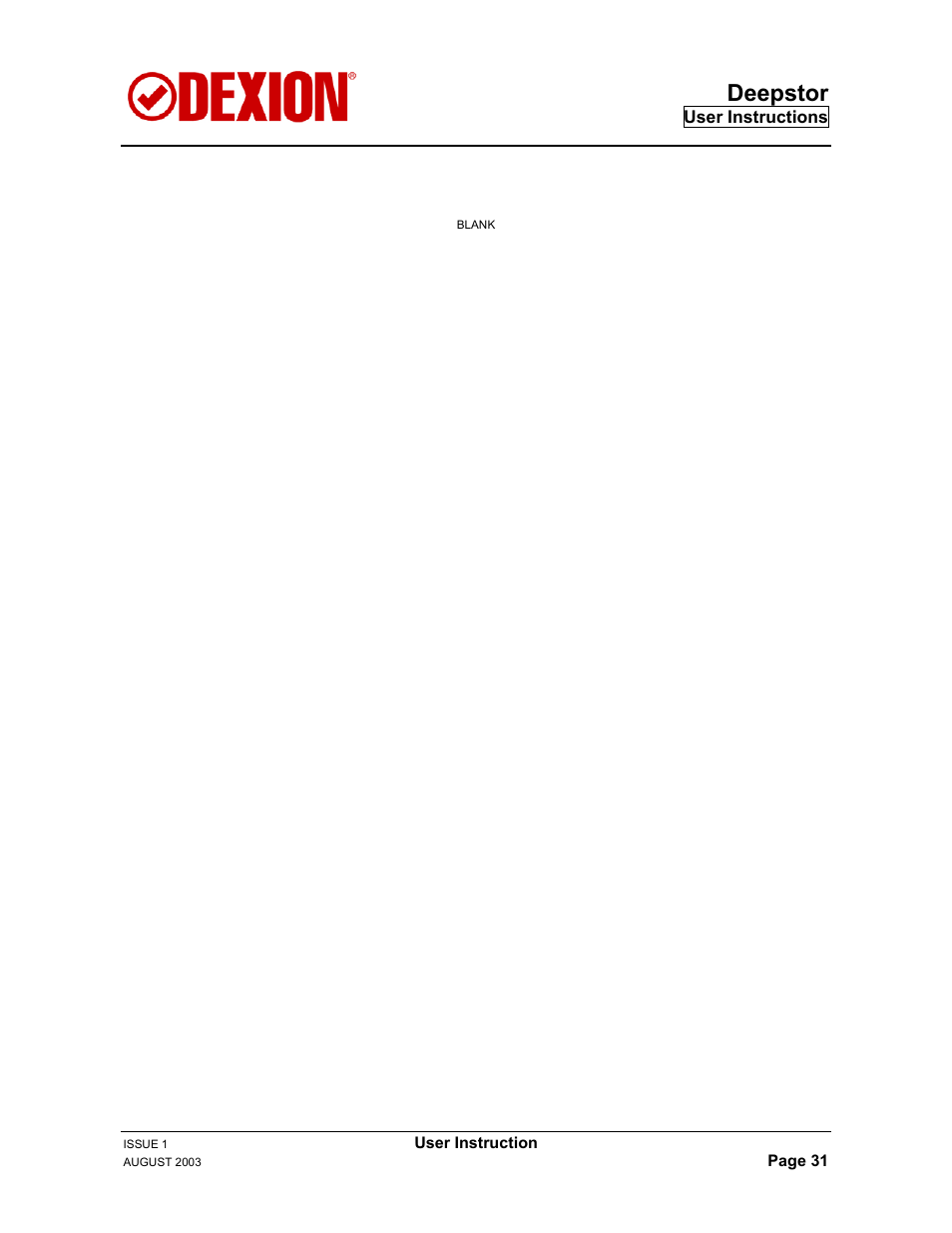 Deepstor | Dexion DEEPSTOR DEIVE-IN PALLET RACKING User Manual | Page 37 / 37