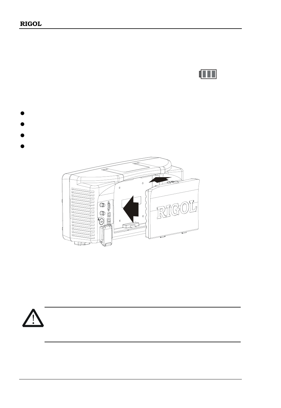 Use the battery (china only) | RIGOL DSA1030 User Manual | Page 32 / 53