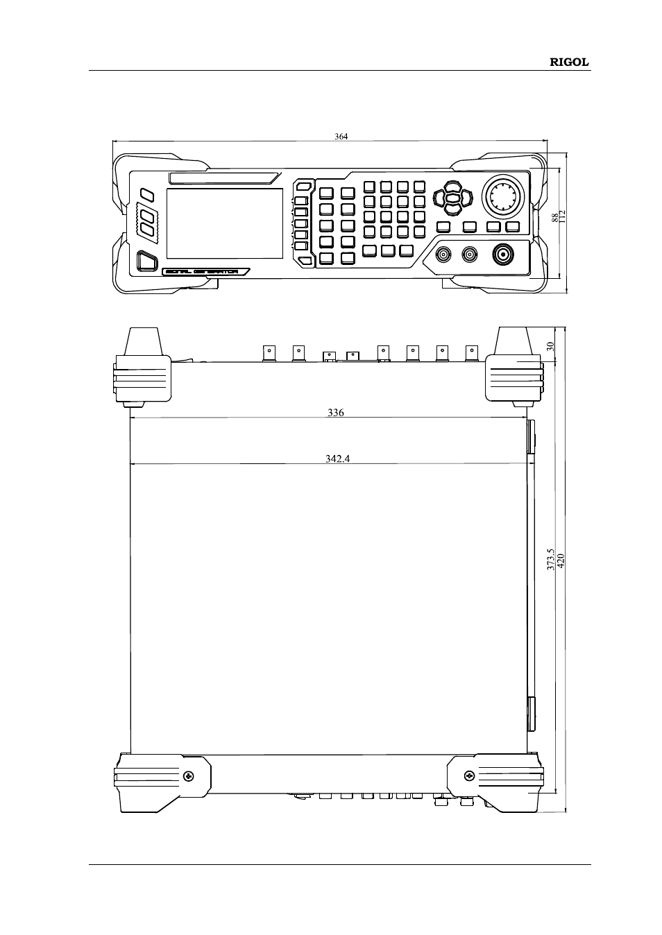 Appearance and dimensions, Appearance and dimensions -3 | RIGOL DSG3000 Series User Manual | Page 19 / 144