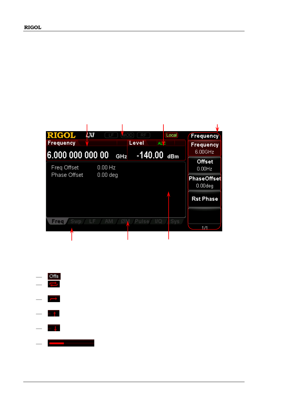 User interface, Normal display mode, User interface -20 | Normal display mode -20, User, Interface | RIGOL DSG3000 Series User Manual | Page 36 / 144