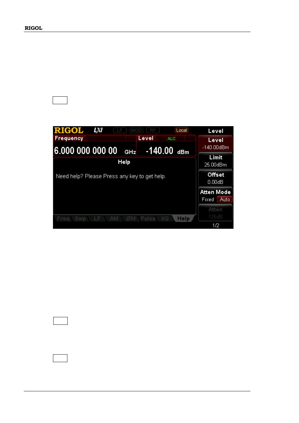 To use the built-in help system, To use the built-in help system -24 | RIGOL DSG3000 Series User Manual | Page 40 / 144