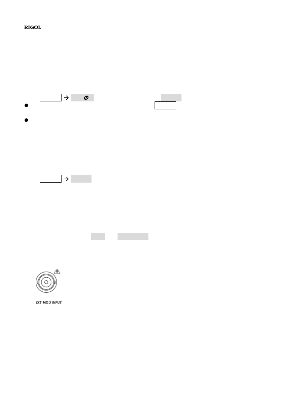 Frequency modulation (fm), To enable fm, To select the modulation source | Frequency modulation (fm) -22 | RIGOL DSG3000 Series User Manual | Page 62 / 144