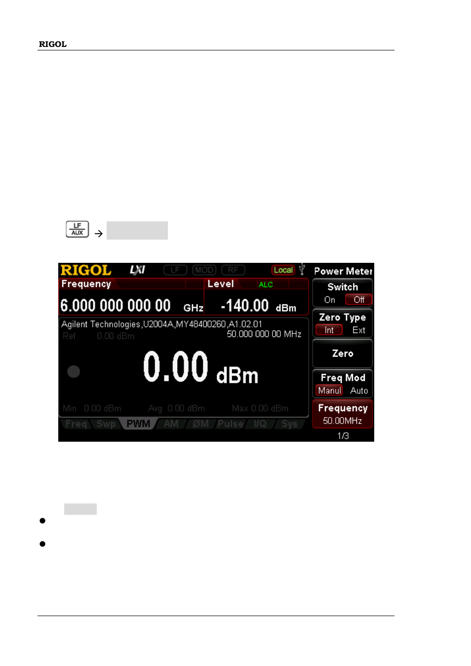Power meter (option pmc-dsg3000), To enable the power meter, Power meter (option pmc-dsg3000) -44 | To enable the power meter -44 | RIGOL DSG3000 Series User Manual | Page 84 / 144
