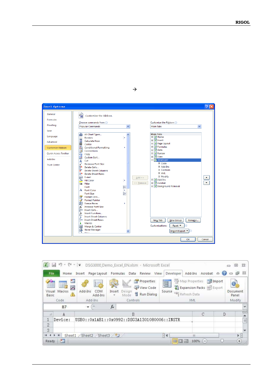 Excel programming demo, Excel programming demo -3 | RIGOL DSG3000 Series User Manual | Page 159 / 187