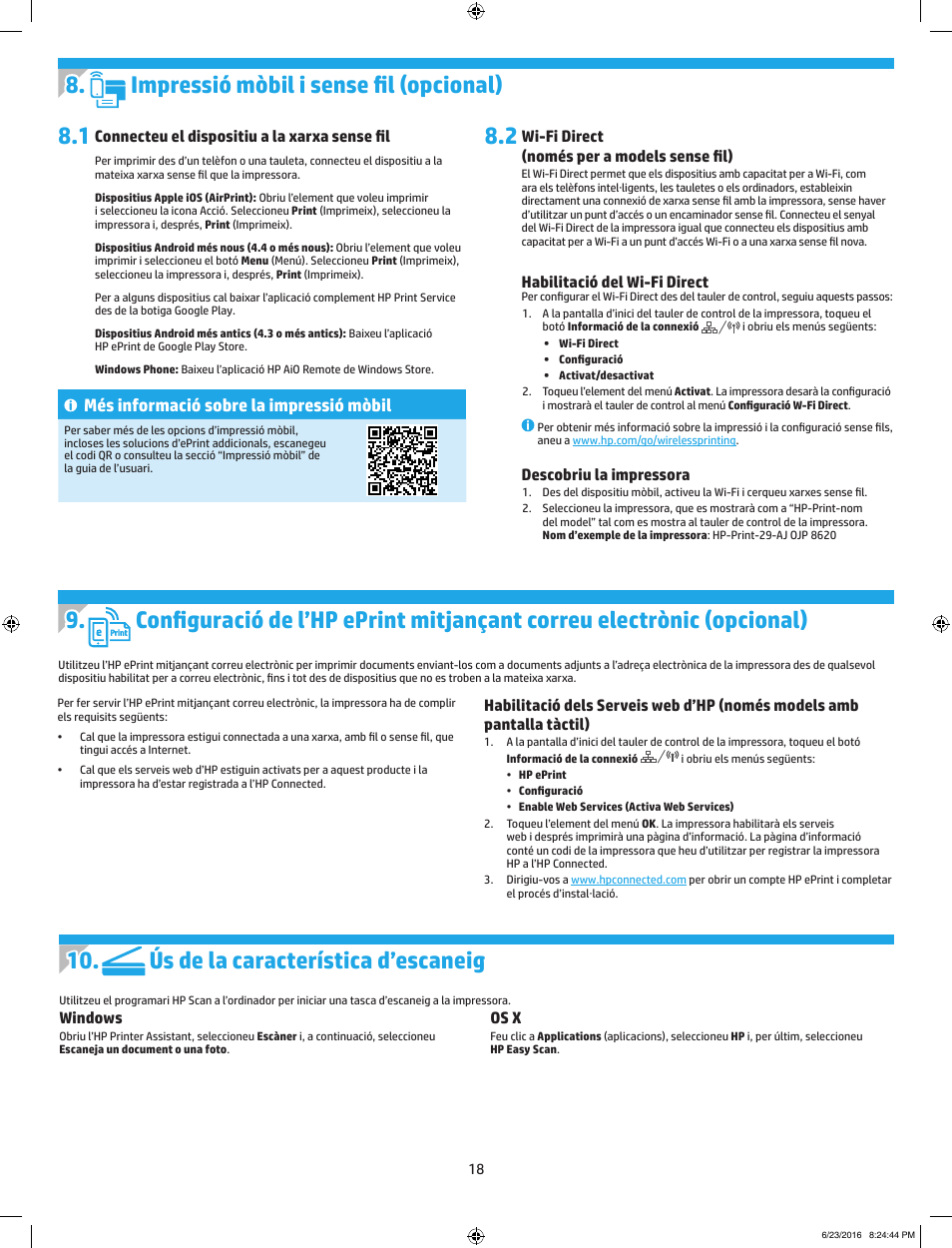 Ús de la característica d’escaneig, Més informació sobre la impressió mòbil | HP LaserJet Pro MFP M227fdw User Manual | Page 18 / 48