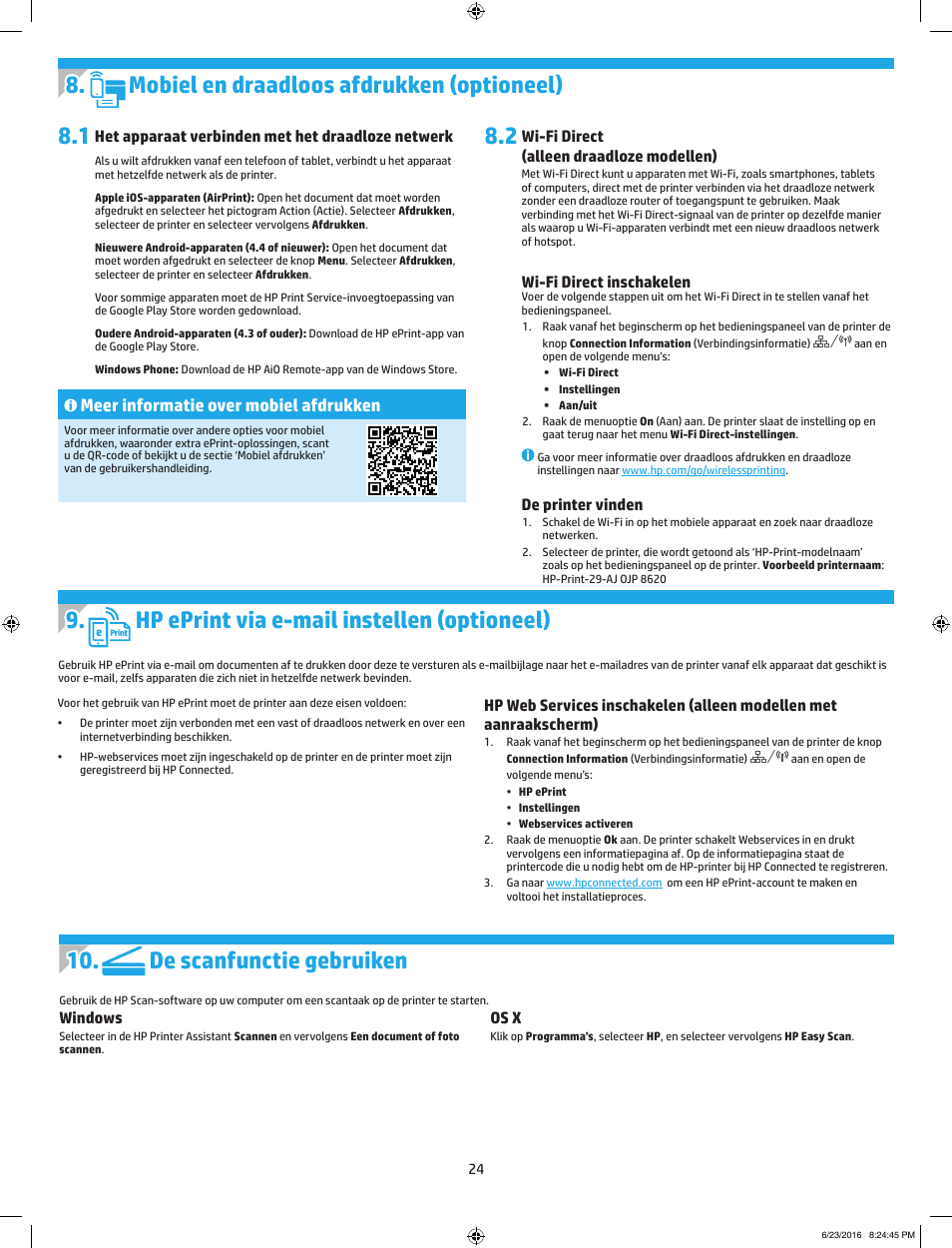 De scanfunctie gebruiken, Meer informatie over mobiel afdrukken | HP LaserJet Pro MFP M227fdw User Manual | Page 24 / 48