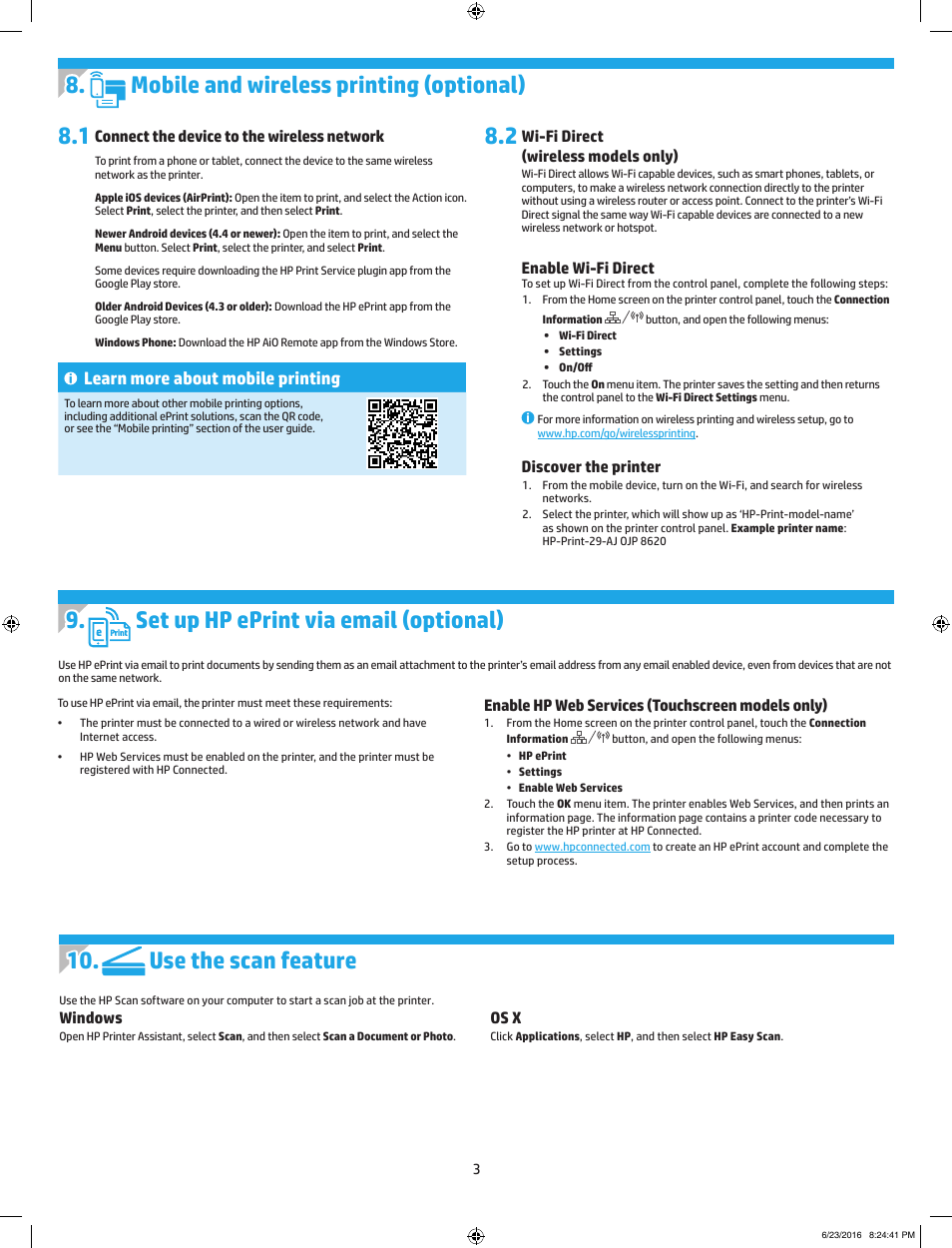 Use the scan feature, Learn more about mobile printing | HP LaserJet Pro MFP M227fdw User Manual | Page 3 / 48
