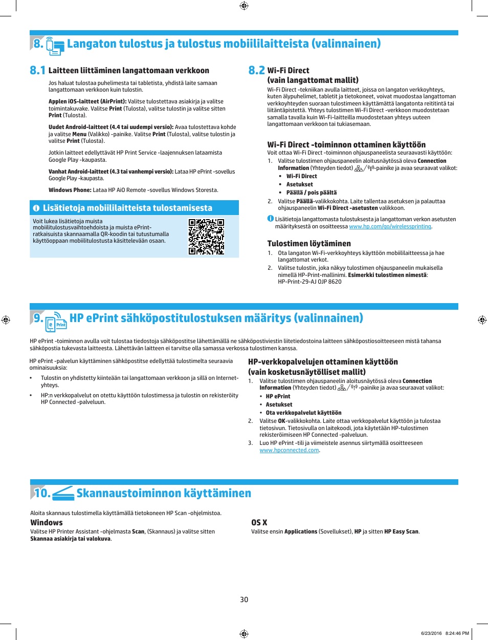 Skannaustoiminnon käyttäminen, Lisätietoja mobiililaitteista tulostamisesta | HP LaserJet Pro MFP M227fdw User Manual | Page 30 / 48