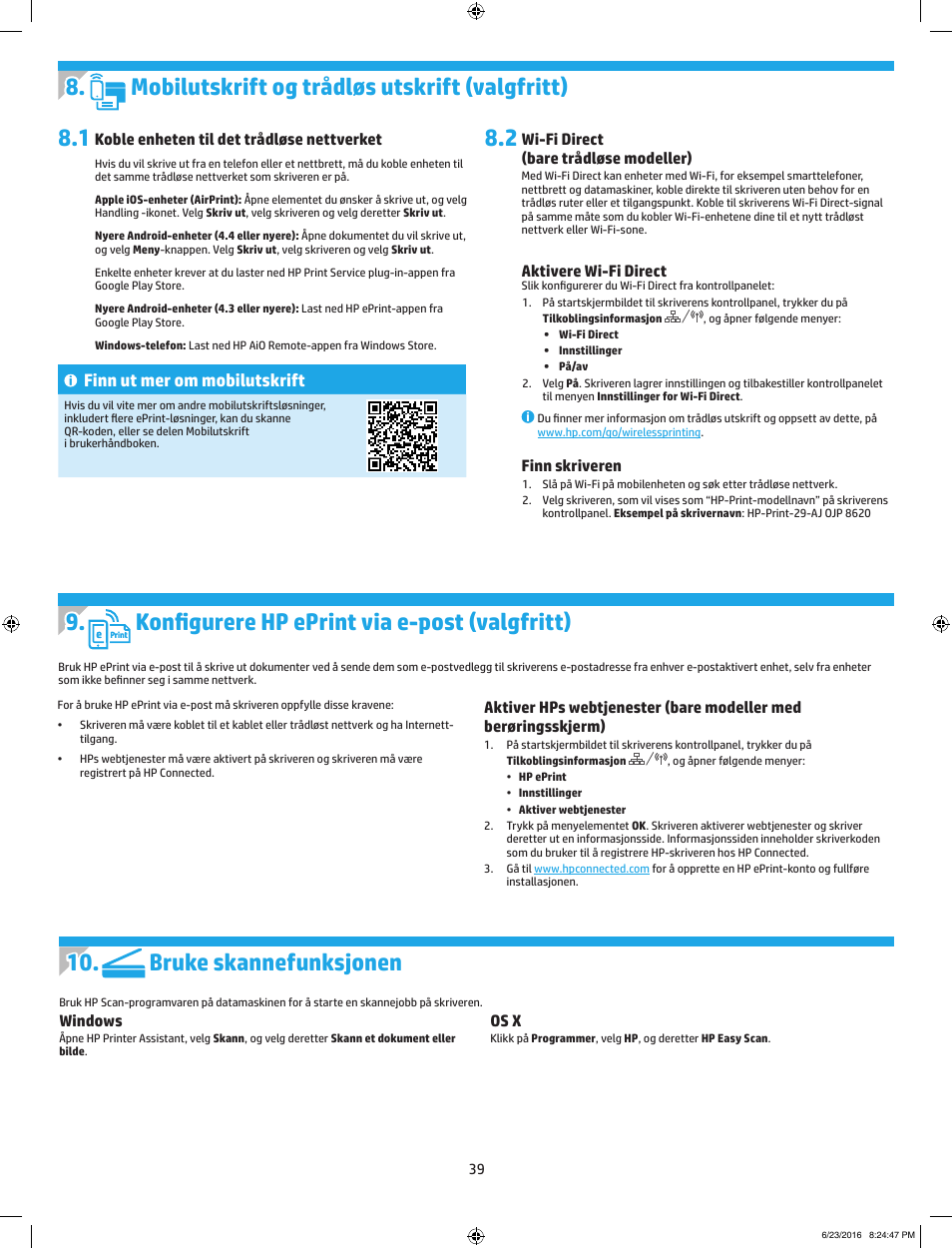 Bruke skannefunksjonen, Finn ut mer om mobilutskrift | HP LaserJet Pro MFP M227fdw User Manual | Page 39 / 48