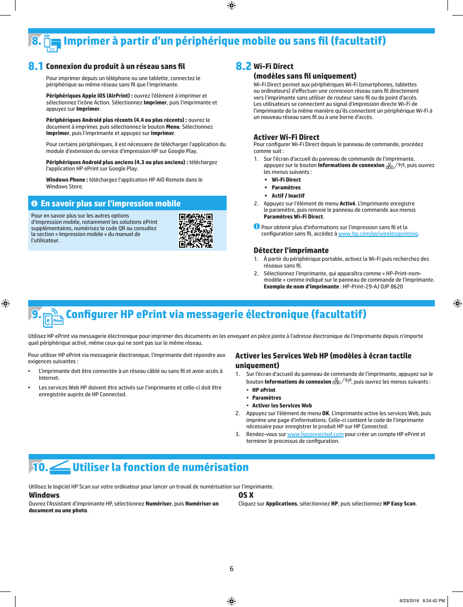 Utiliser la fonction de numérisation, En savoir plus sur l’impression mobile | HP LaserJet Pro MFP M227fdw User Manual | Page 6 / 48