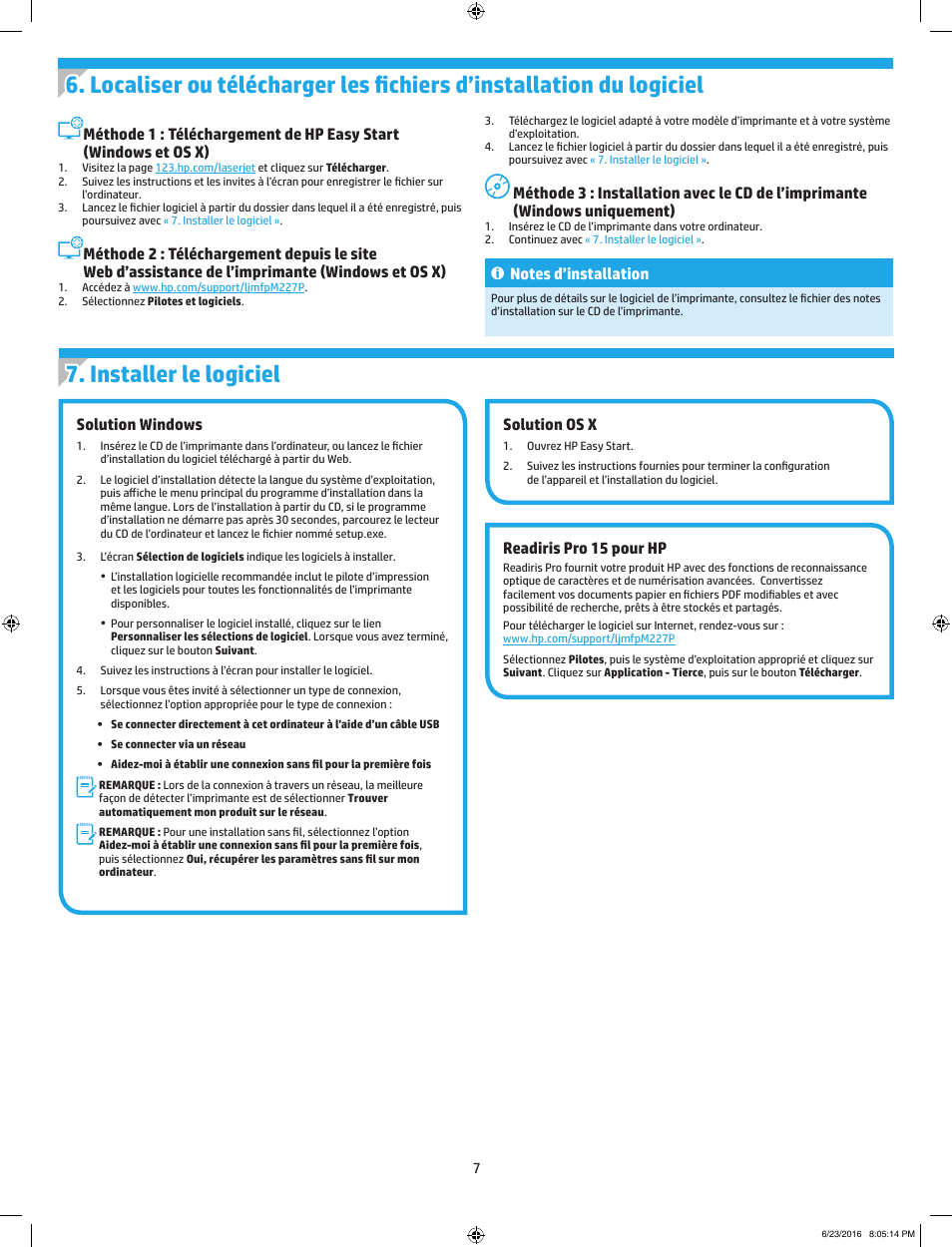 Solution windows, Solution os x, Readiris pro 15 pour hp | HP LaserJet Pro MFP M227fdw User Manual | Page 7 / 24