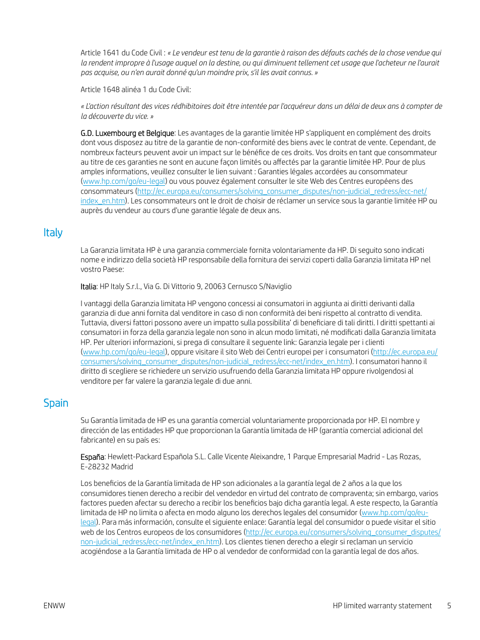 Italy, Spain, Italy spain | HP LaserJet Pro MFP M227fdw User Manual | Page 13 / 60