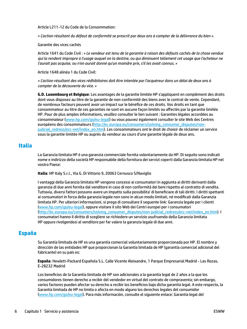 Italia, España, Italia españa | HP LaserJet Pro MFP M227fdw User Manual | Page 14 / 58