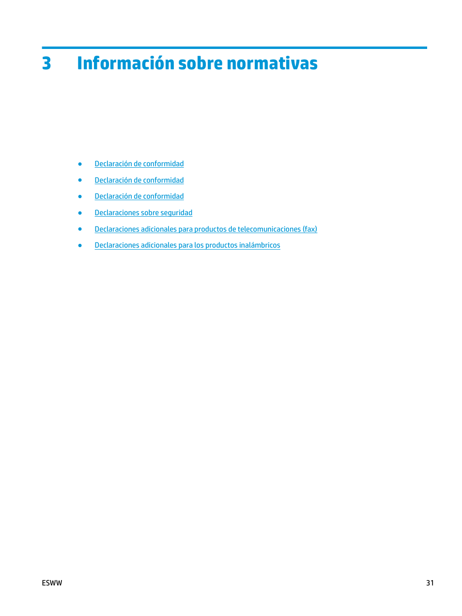 Información sobre normativas, 3 información sobre normativas, 3información sobre normativas | HP LaserJet Pro MFP M227fdw User Manual | Page 39 / 58