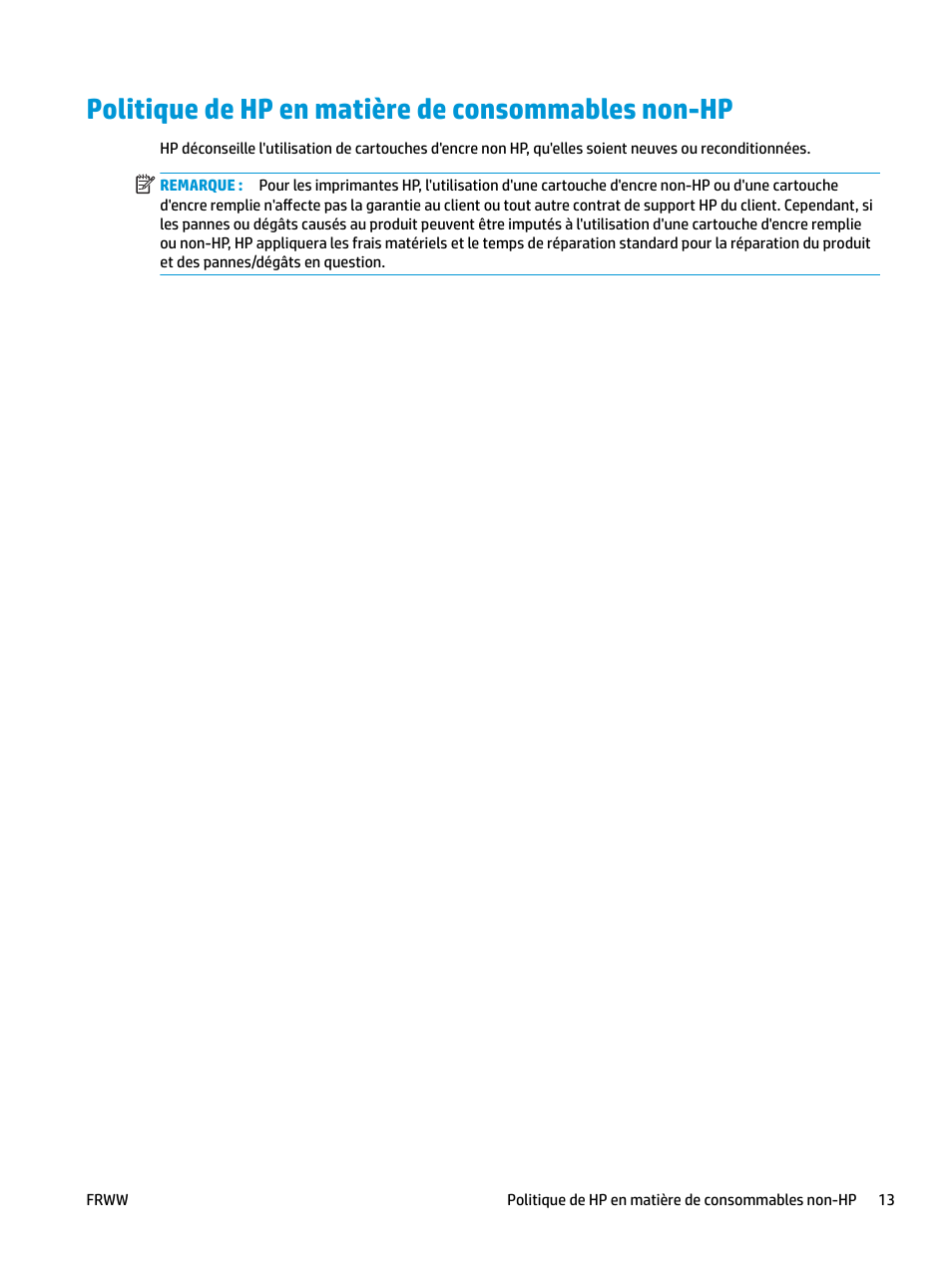 Politique de hp en matière de consommables non-hp | HP LaserJet Pro MFP M227fdw User Manual | Page 21 / 60
