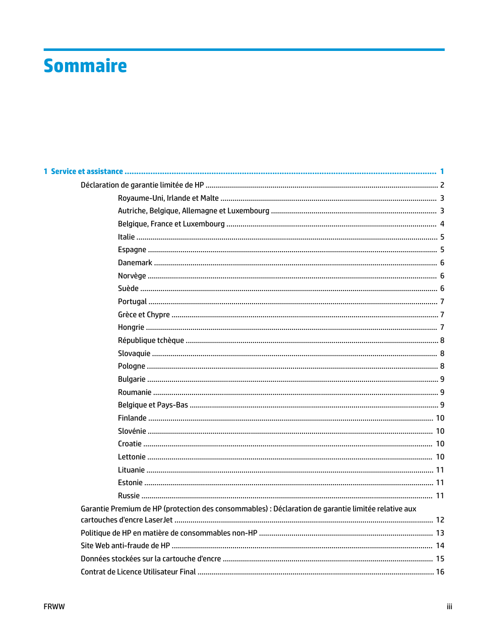 Sommaire | HP LaserJet Pro MFP M227fdw User Manual | Page 5 / 60