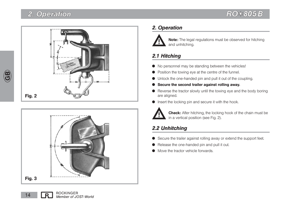 Rro o, O op pe erra attiio on n | ROCKINGER RO 805 B User Manual | Page 13 / 25