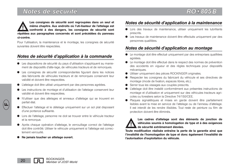 Nno otte es s d de e s sé éc cu urriitté é r ro o | ROCKINGER RO 805 B User Manual | Page 19 / 25