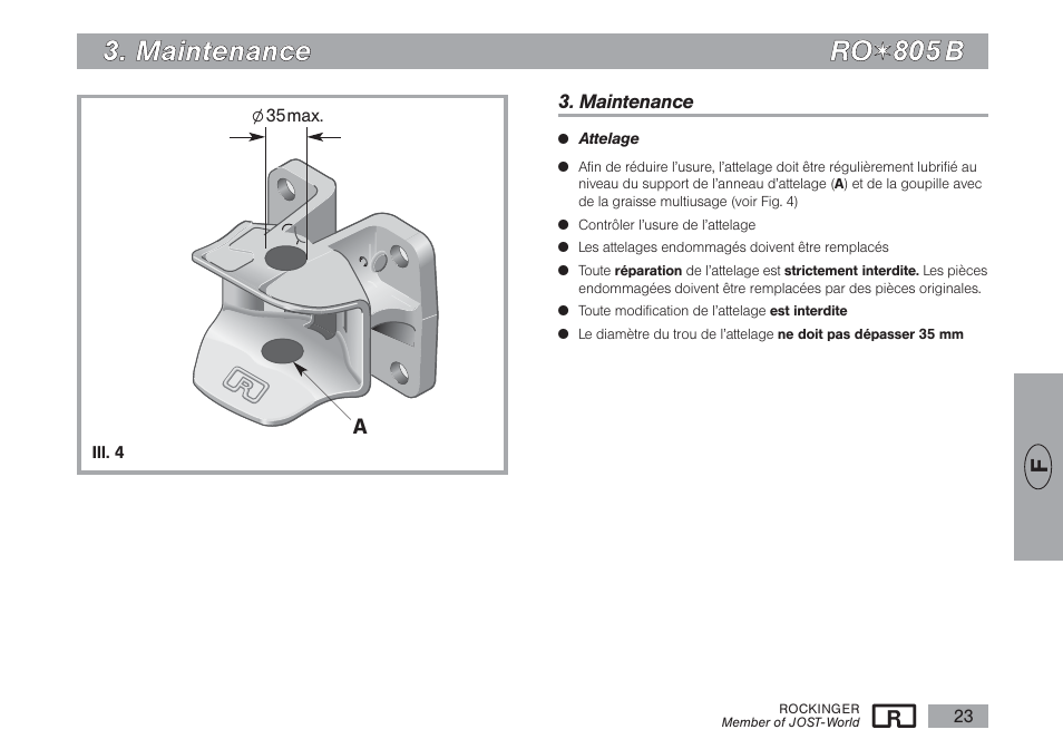 M ma aiin ntte en na an nc ce e r ro o | ROCKINGER RO 805 B User Manual | Page 22 / 25
