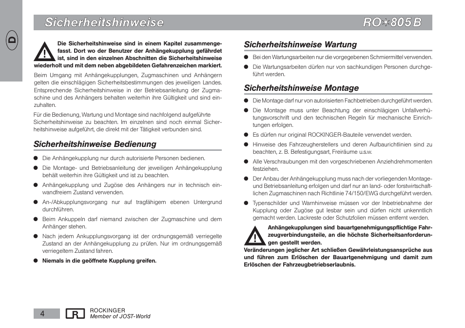 ROCKINGER RO 805 B User Manual | Page 3 / 25