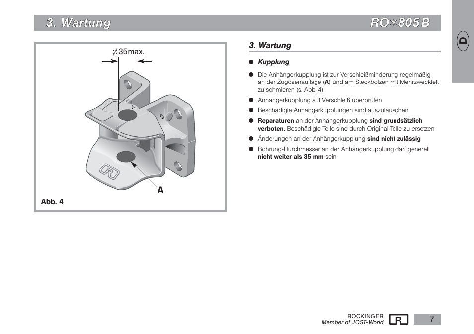 W wa arrttu un ng g r ro o | ROCKINGER RO 805 B User Manual | Page 6 / 25