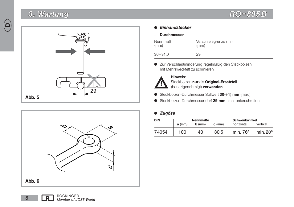 W wa arrttu un ng g r ro o | ROCKINGER RO 805 B User Manual | Page 7 / 25