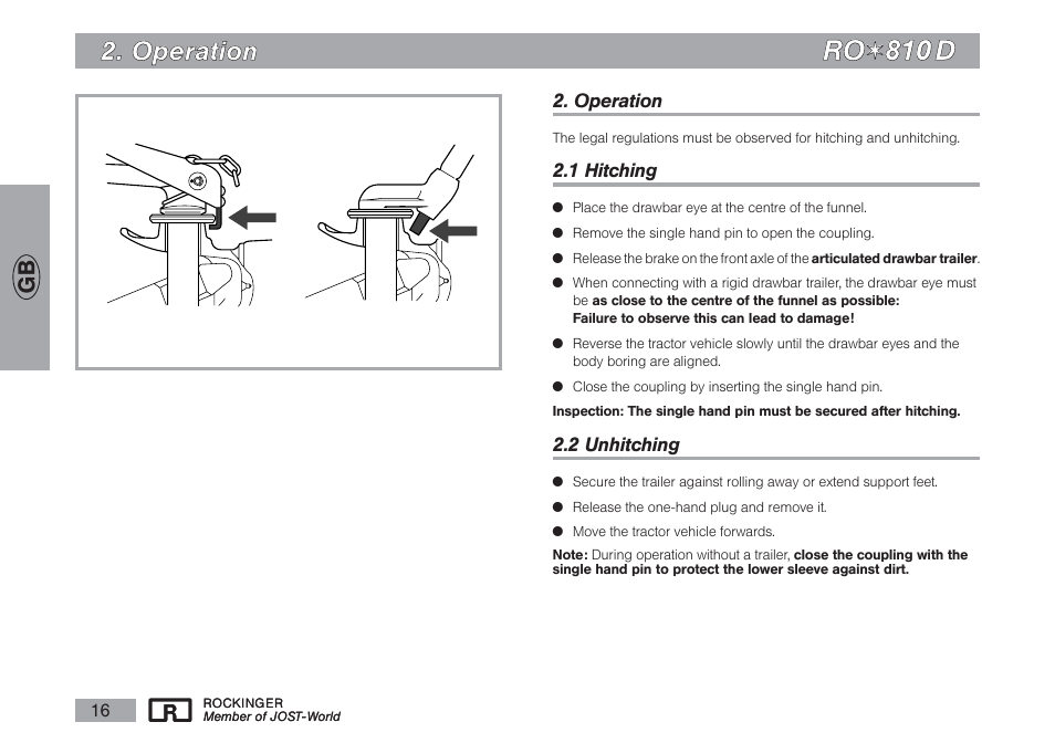 Rro o, O op pe erra attiio on n | ROCKINGER RO 810 D User Manual | Page 5 / 12