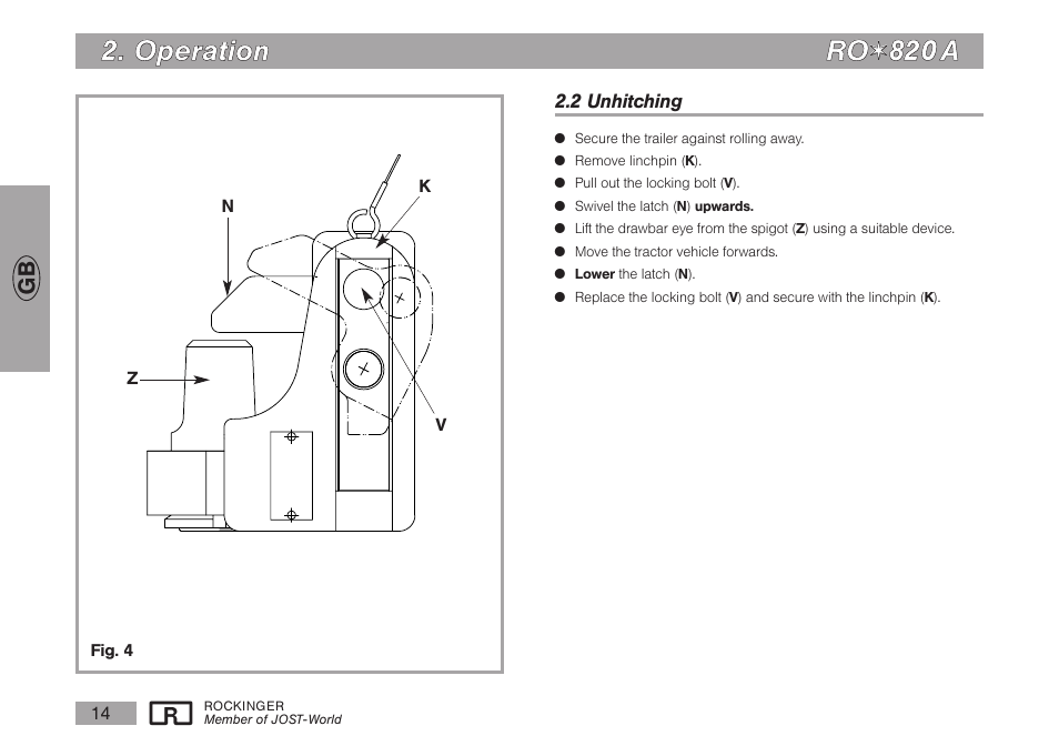 O op pe erra attiio on n r ro o | ROCKINGER RO 820 A30 User Manual | Page 5 / 10