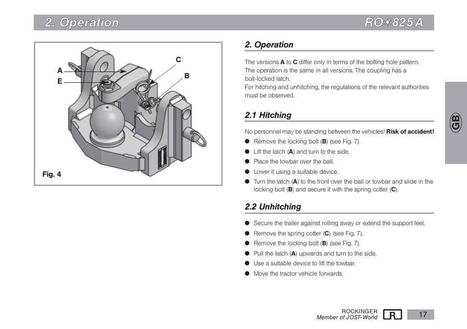 O op pe erra attiio on n r ro o | ROCKINGER RO 825 A User Manual | Page 6 / 12