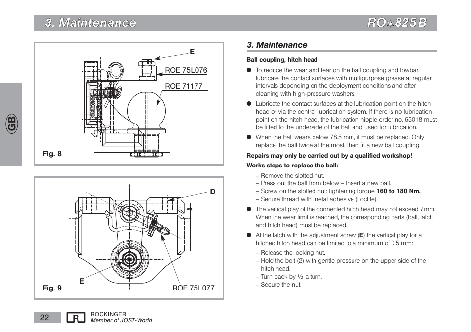 Mma aiin ntte en na an nc ce e r ro o | ROCKINGER RO 825 B User Manual | Page 9 / 14