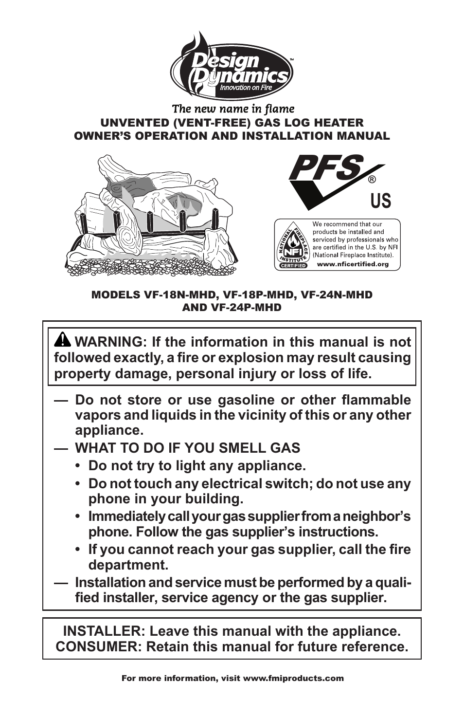Design Dynamics PFS VF-18P-MHD User Manual | 28 pages