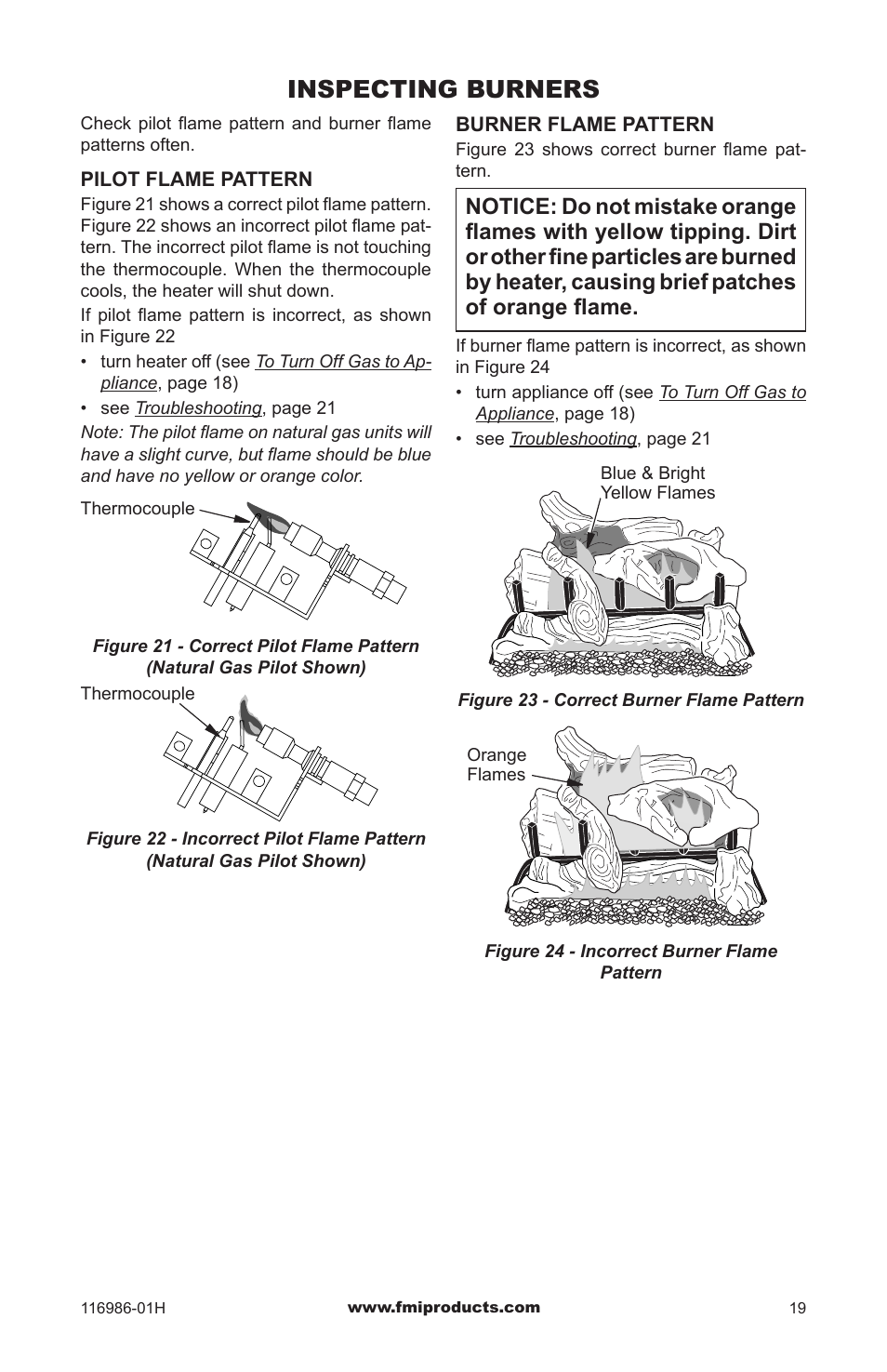 Inspecting burners | Design Dynamics PFS VF-18P-MHD User Manual | Page 19 / 28