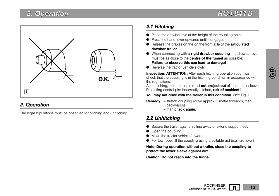 Rro o, O op pe erra attiio on n | ROCKINGER RO 841 B User Manual | Page 4 / 10