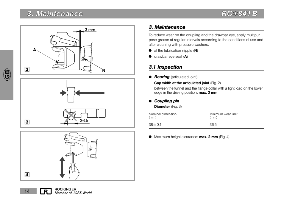 M ma aiin ntte en na an nc ce e r ro o | ROCKINGER RO 841 B User Manual | Page 5 / 10