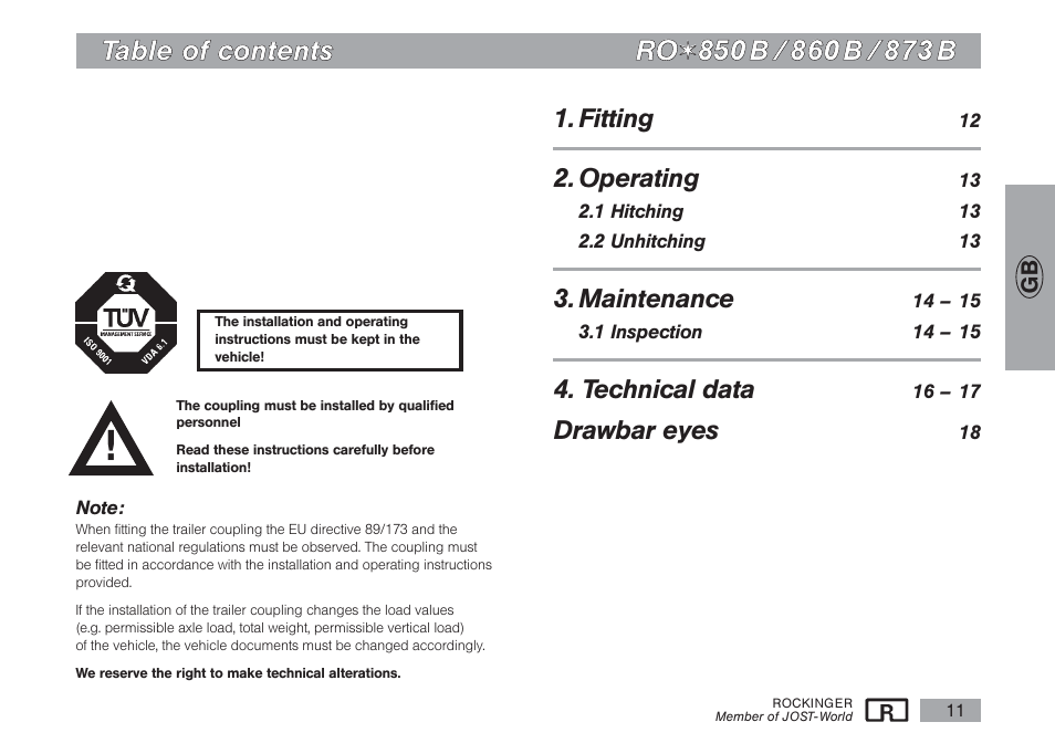 Tta ab blle e o off c co on ntte en ntts s r ro o | ROCKINGER RO 850 B User Manual | Page 2 / 10