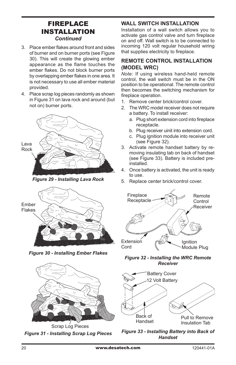 Fireplace installation | Design Dynamics DVF-36S-N User Manual | Page 20 / 36