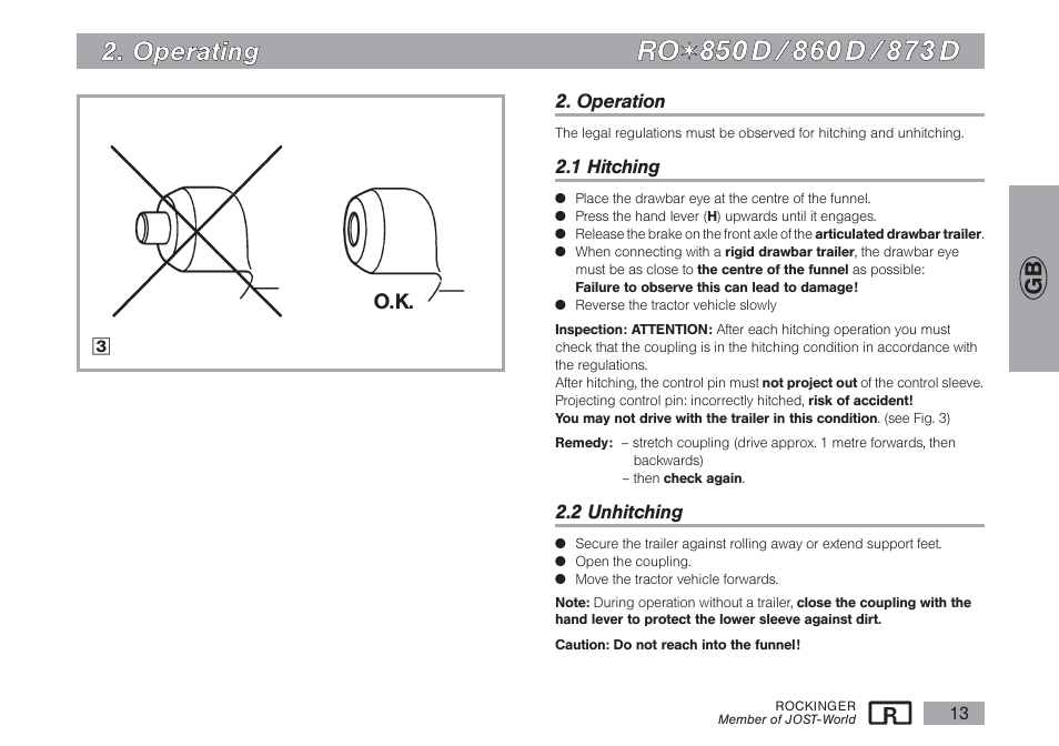 Rro o, O op pe erra attiin ng g | ROCKINGER RO 850 D User Manual | Page 4 / 10