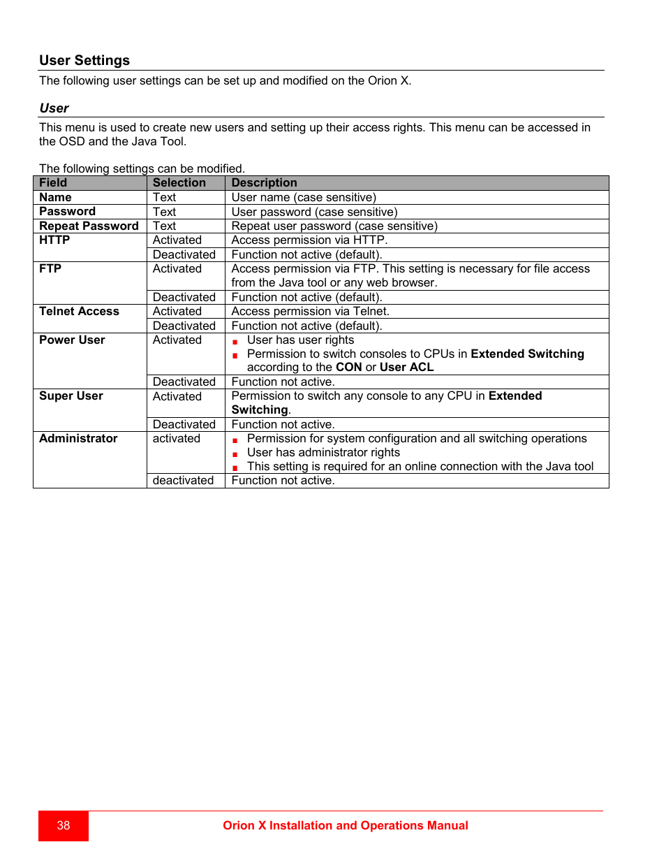 Rose Electronics Orion X-series User Manual | Page 46 / 120