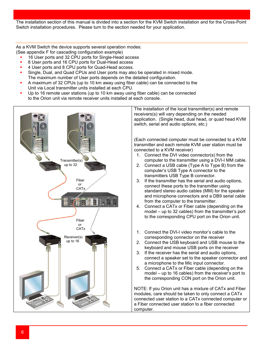 Installation, Kvm switch installation | Rose Electronics Orion User Manual | Page 12 / 60