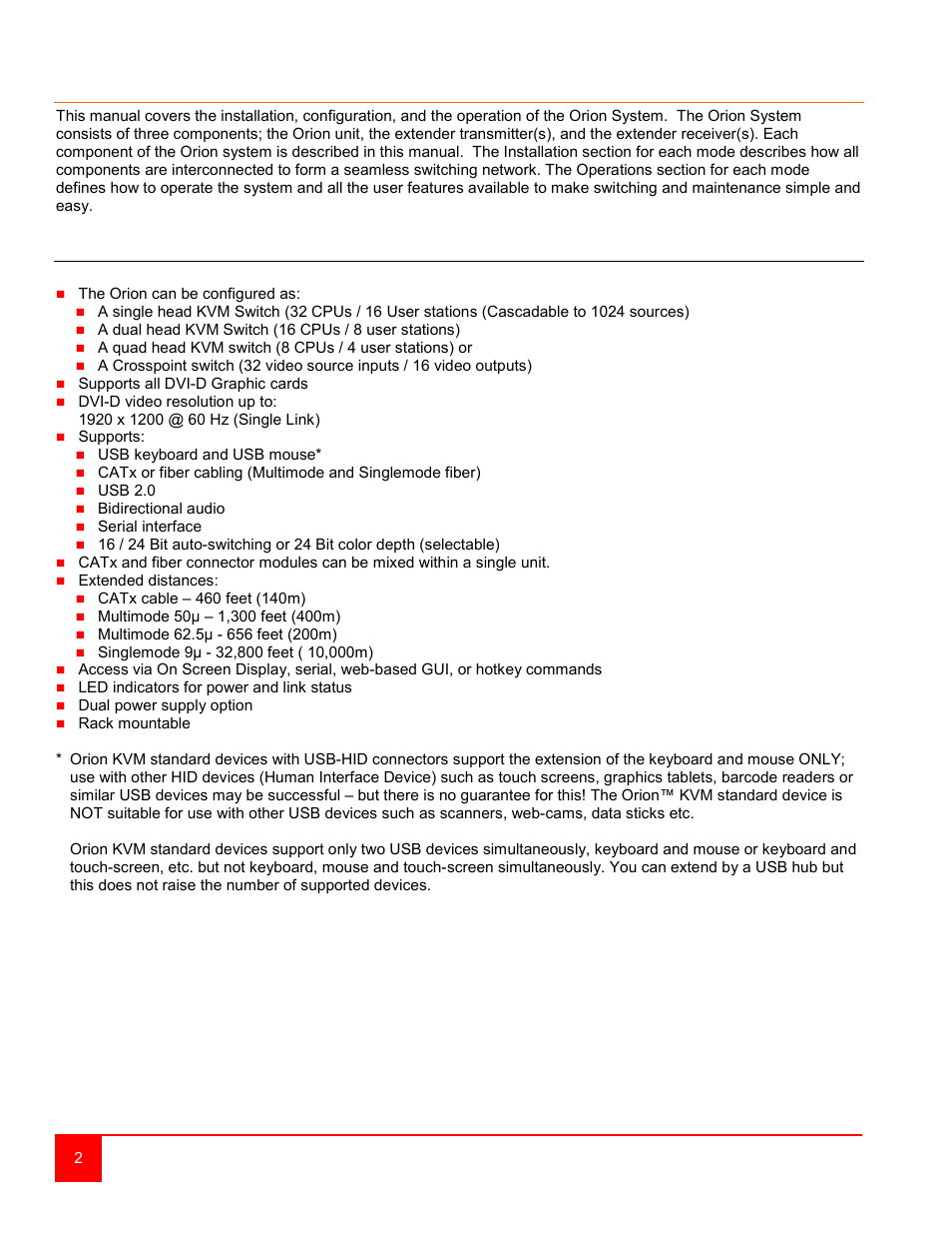 About this manual, Features | Rose Electronics Orion User Manual | Page 8 / 60