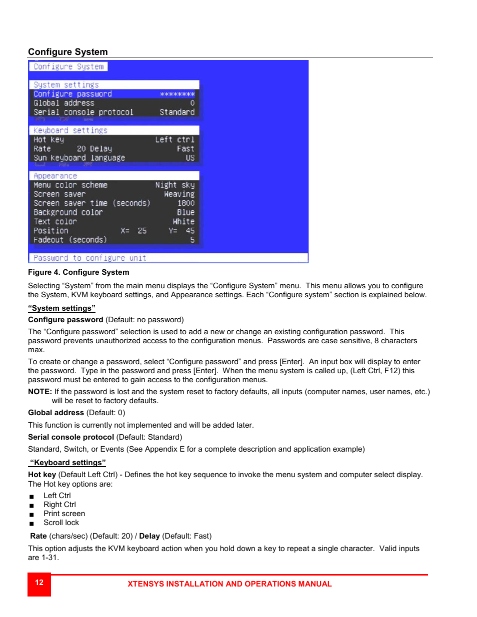 Configure system | Rose Electronics Xtensys User Manual | Page 18 / 50