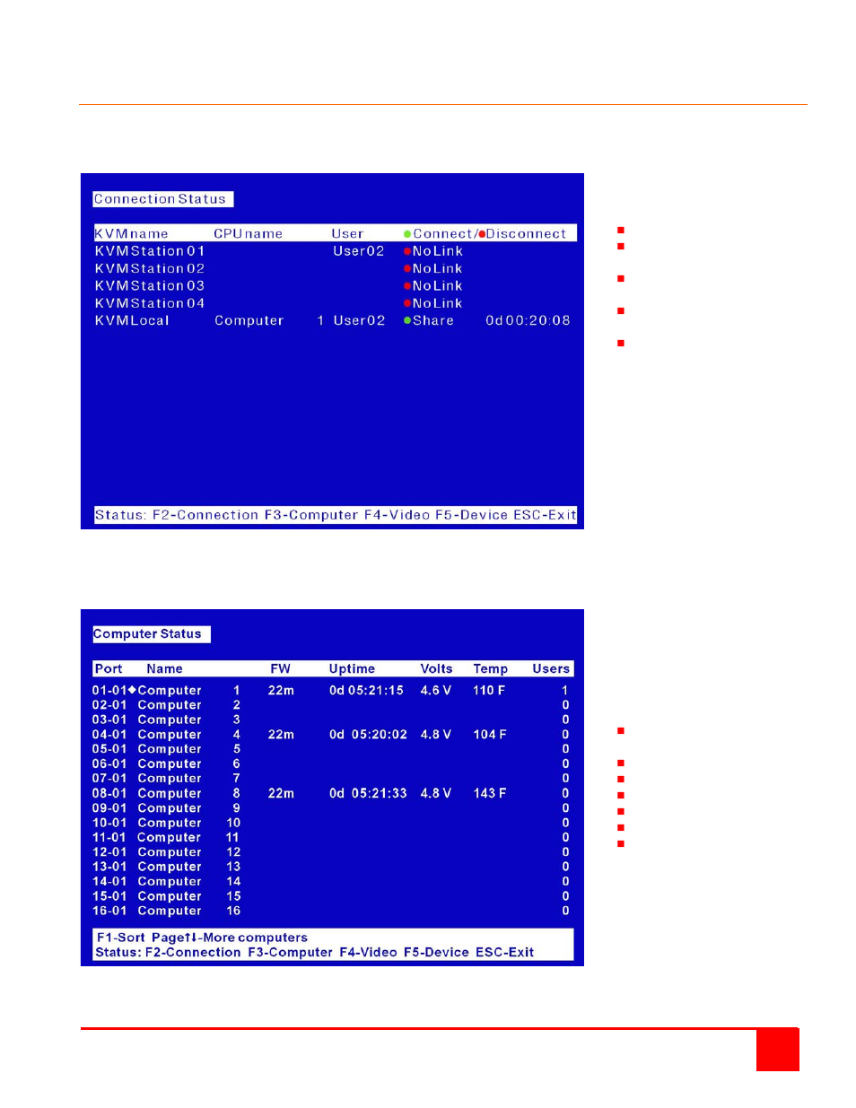 Status commands | Rose Electronics Xtensys User Manual | Page 33 / 50