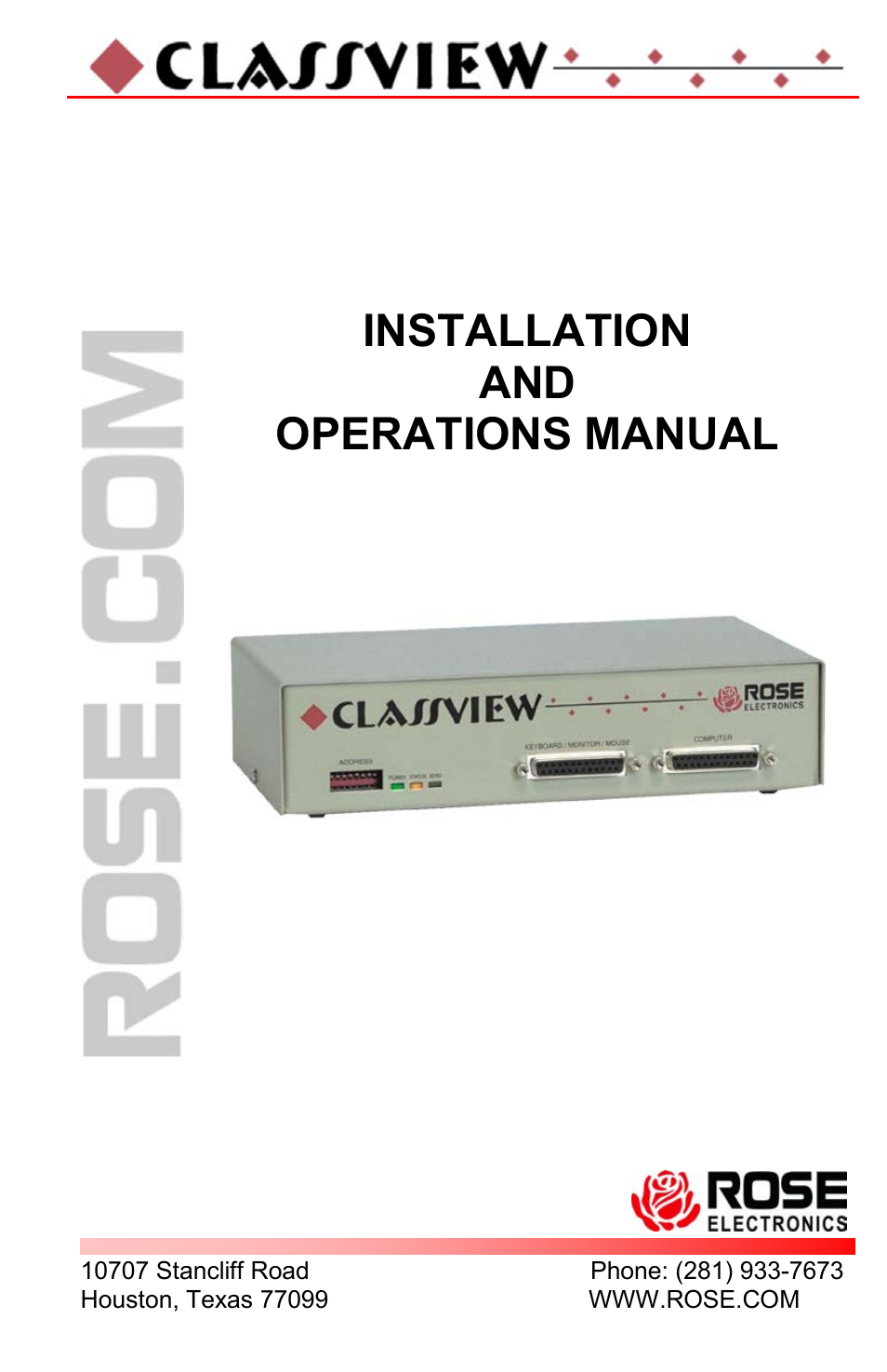 Rose Electronics ClassView User Manual | 36 pages