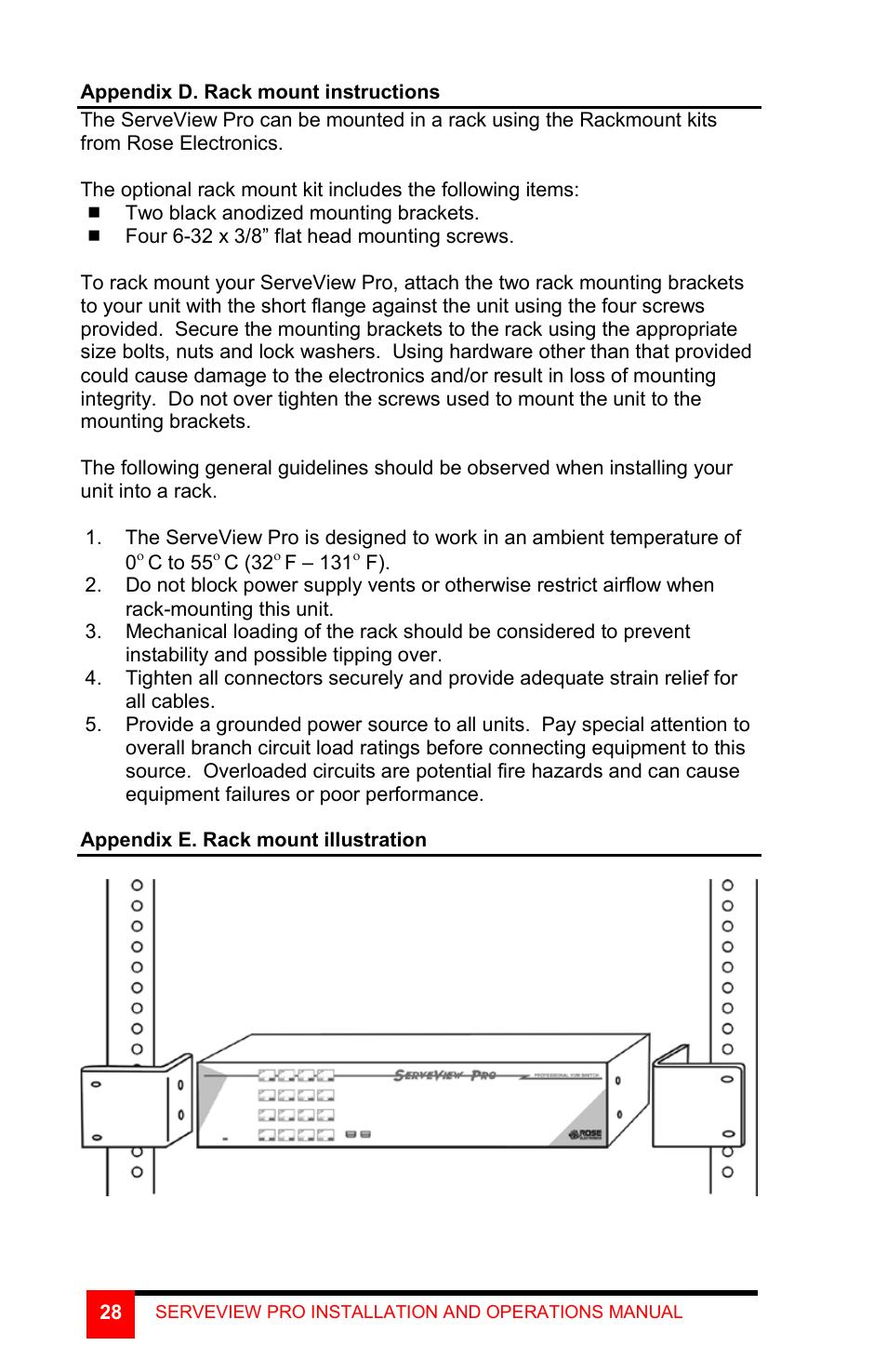 Rose Electronics ServeView Pro User Manual | Page 32 / 36