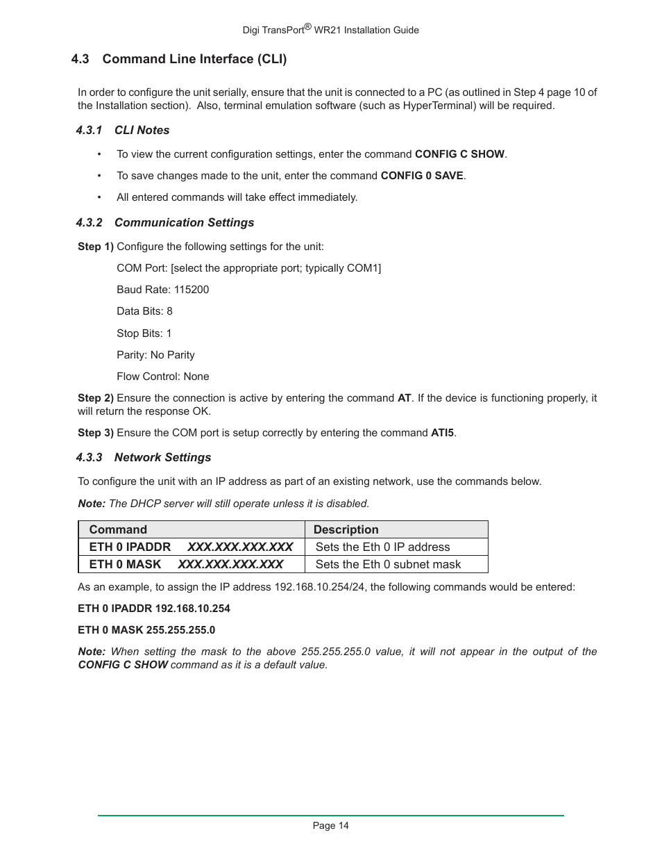 3 command line interface (cli) | Digi W R 2 1 User Manual | Page 14 / 24