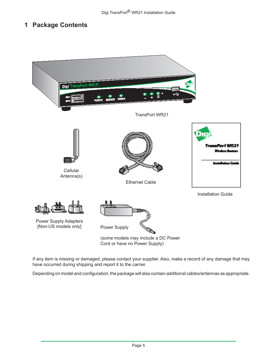 1 package contents | Digi W R 2 1 User Manual | Page 5 / 24