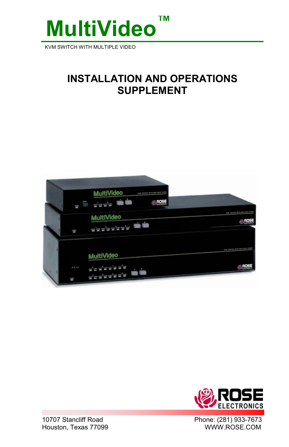 Rose Electronics MultiVideo User Manual | 60 pages