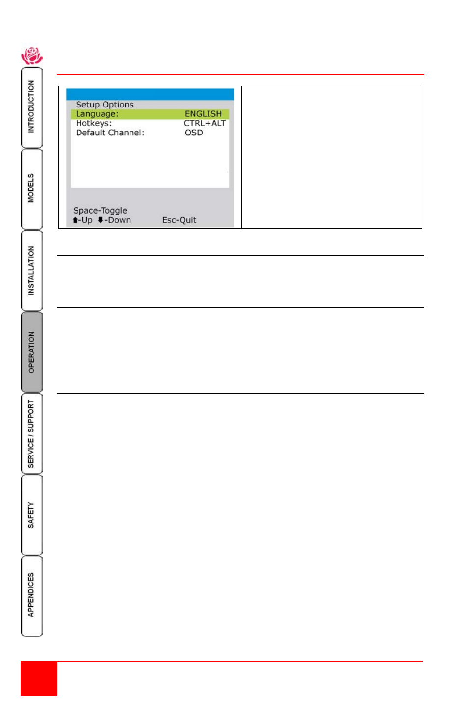 Setup options | Rose Electronics Vista DVI Plus User Manual | Page 18 / 24