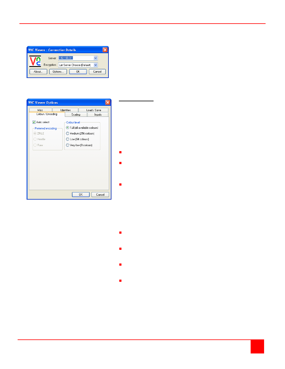 Appendix f – vnc viewer options | Rose Electronics UltraMatrix Remote 2 User Manual | Page 55 / 70