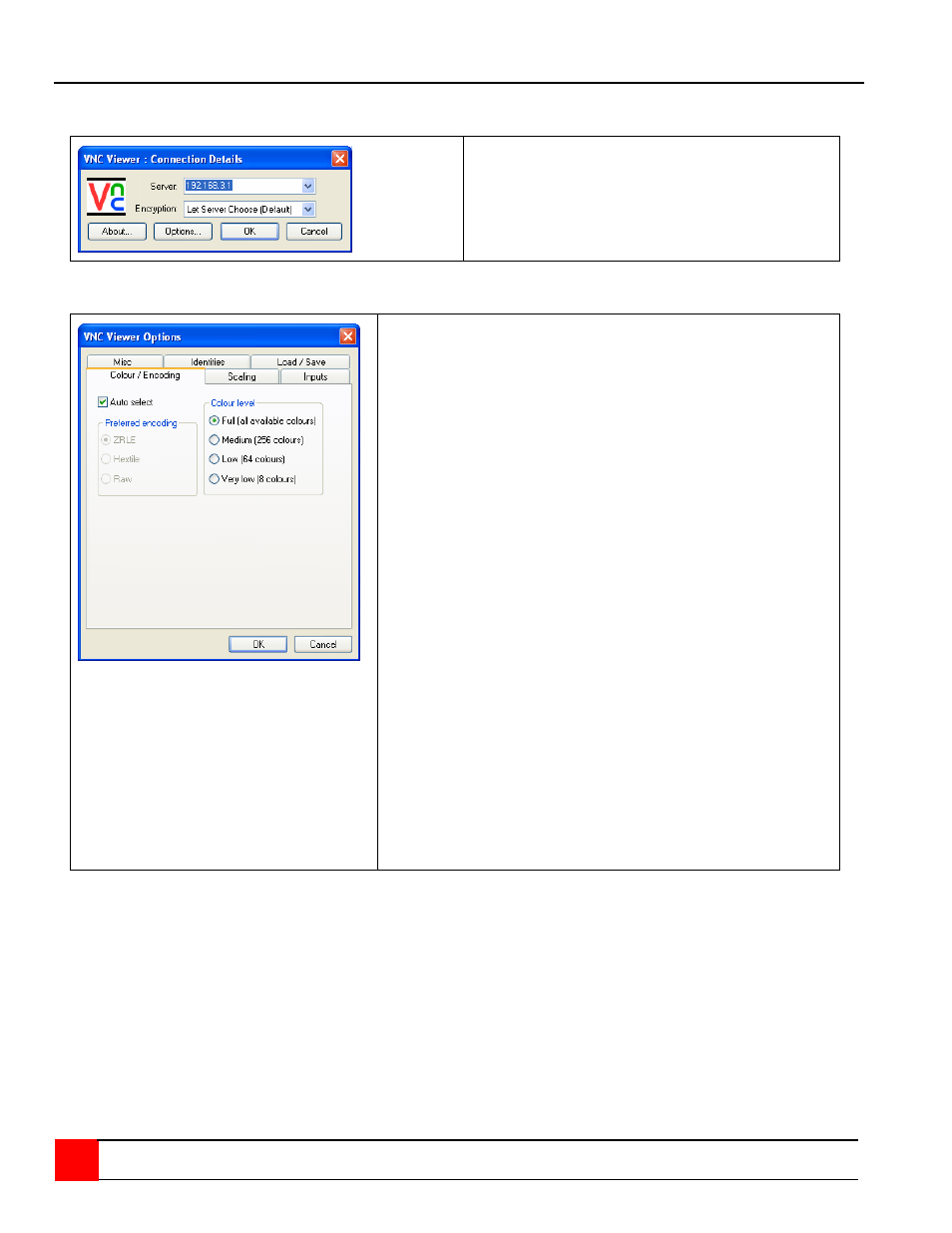 Appendix f – vnc viewer connection options | Rose Electronics UltraView Remote 2 User Manual | Page 48 / 58